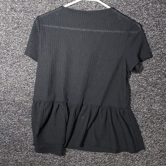 Shein Black Waffle Medium Short Sleeve - Picture 11 of 11